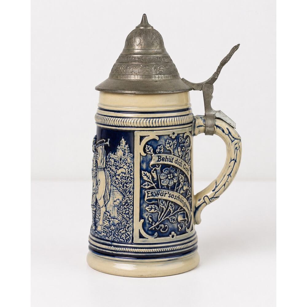 Vintage Thewalt Alt Grenzau 1894 West Germany Beer Stein Pewter Lid